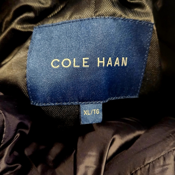 Cole Haan mens xl lined pea coat dark navy wool blend - Picture 2 of 5